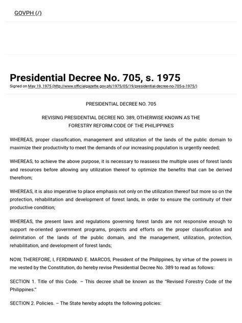 Presidential Decree No. 705, S. 1975: GOVPH (/) .